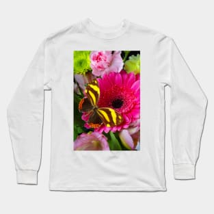 Golden Wings On Pink Gerbera Daisy Long Sleeve T-Shirt